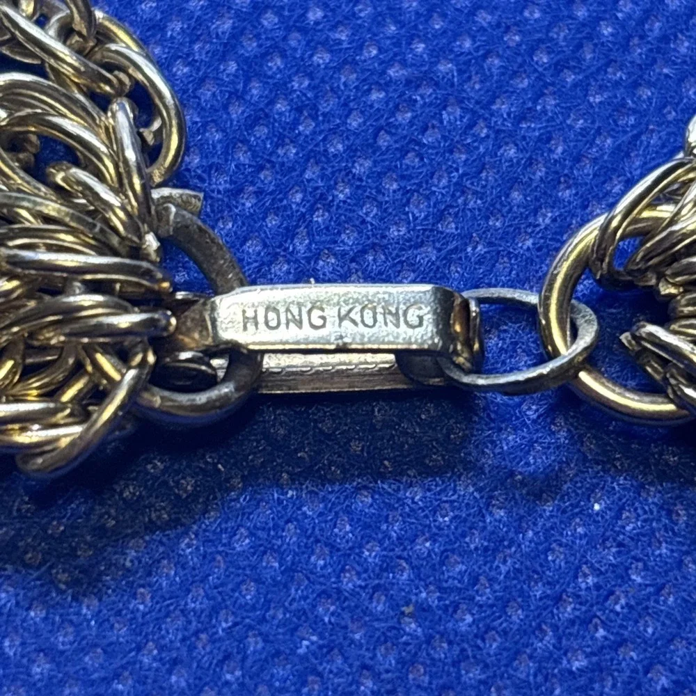 Vintage Six Multi Strand Gold Tone Light Weight Necklace Hong Kong